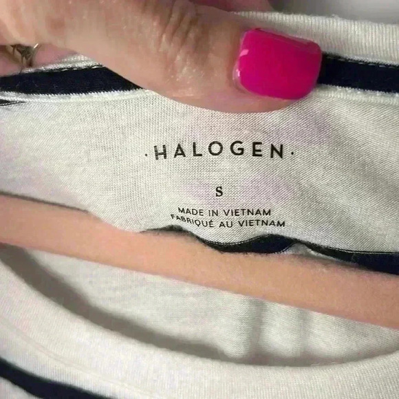 Halogen Scoop Neck Striped Tee Size Small Black & White - Picture 2 of 6